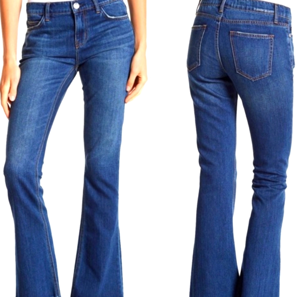 Current/Elliott Blue Flare Wide Leg Jeans with Stretch
